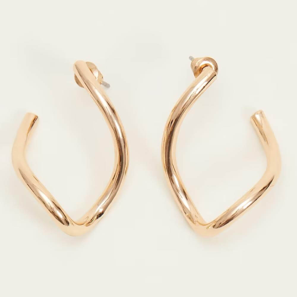 Phase Eight Large Gold Twist Drop Earrings